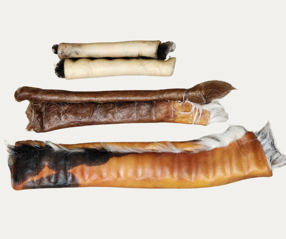 Hair on hide beef rolls in all sizes by Ugly Chews